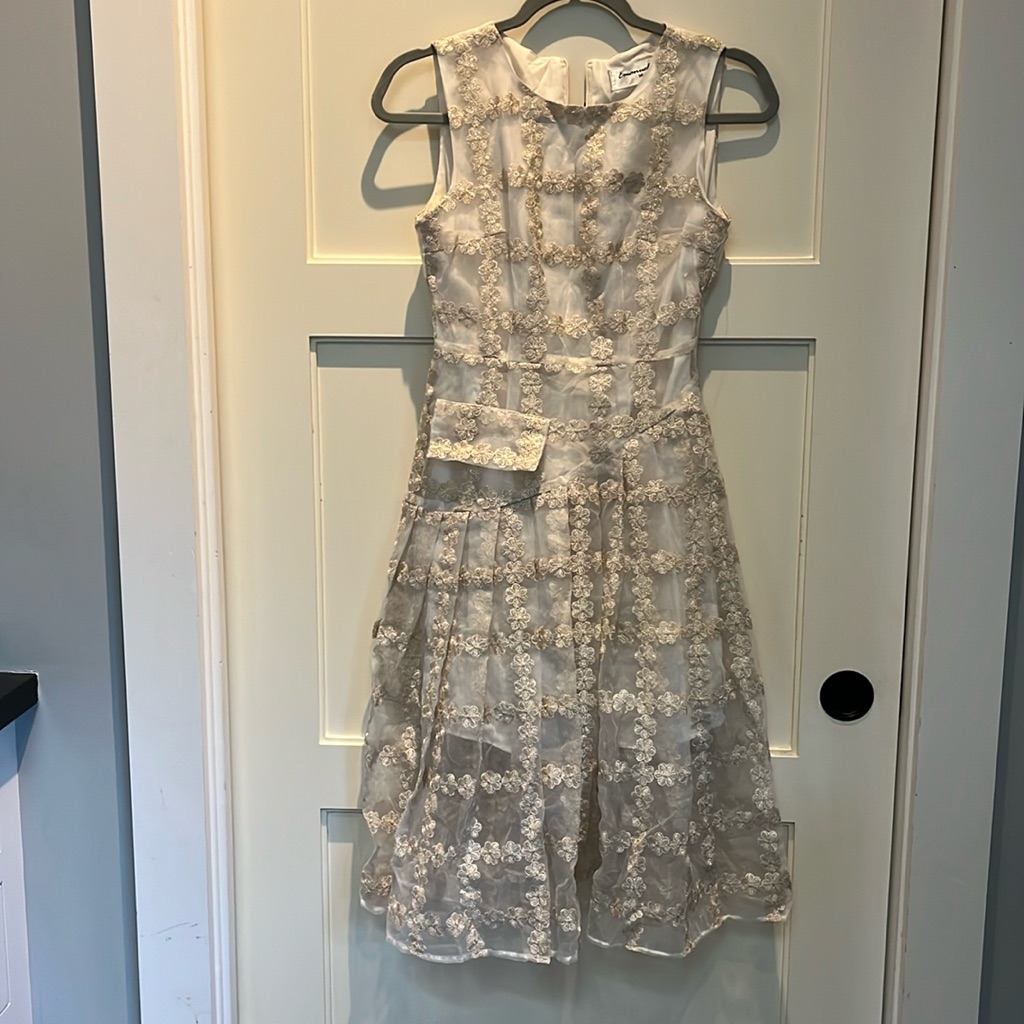 Stunning Organza Gold Lace Dress For A Very Special Occasion Nwt Size Xs